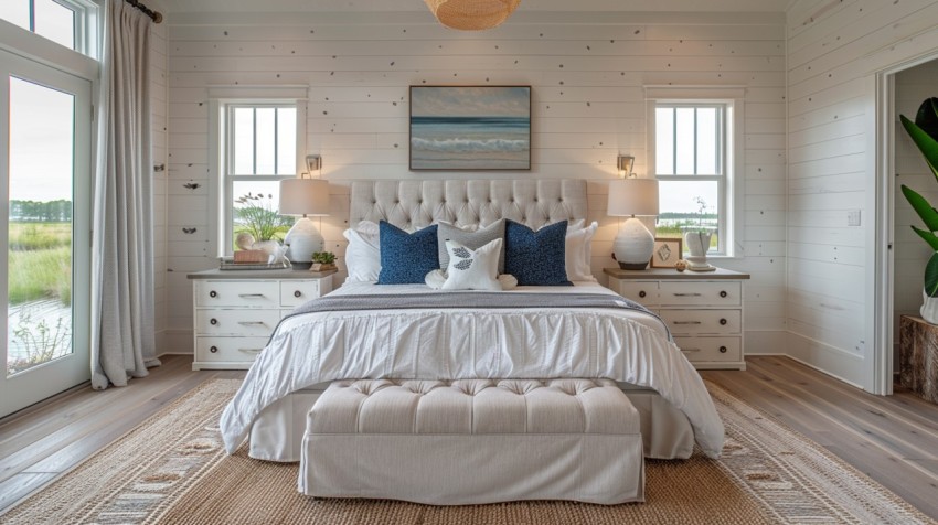 Light and Airy Coastal Style Bedroom Design Inspiration   Nautical Inspired Aesthetic Interior Decor Ideas (129)