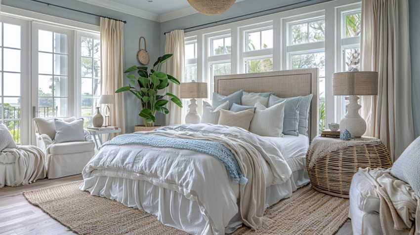 Light and Airy Coastal Style Bedroom Design Inspiration   Nautical Inspired Aesthetic Interior Decor Ideas (431)