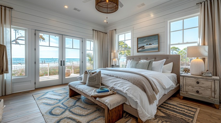 Light and Airy Coastal Style Bedroom Design Inspiration   Nautical Inspired Aesthetic Interior Decor Ideas (519)