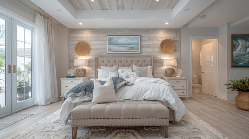 Light and Airy Coastal Style Bedroom Design Inspiration   Nautical Inspired Aesthetic Interior Decor Ideas (659)