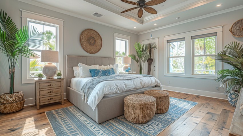 Light and Airy Coastal Style Bedroom Design Inspiration   Nautical Inspired Aesthetic Interior Decor Ideas (695)