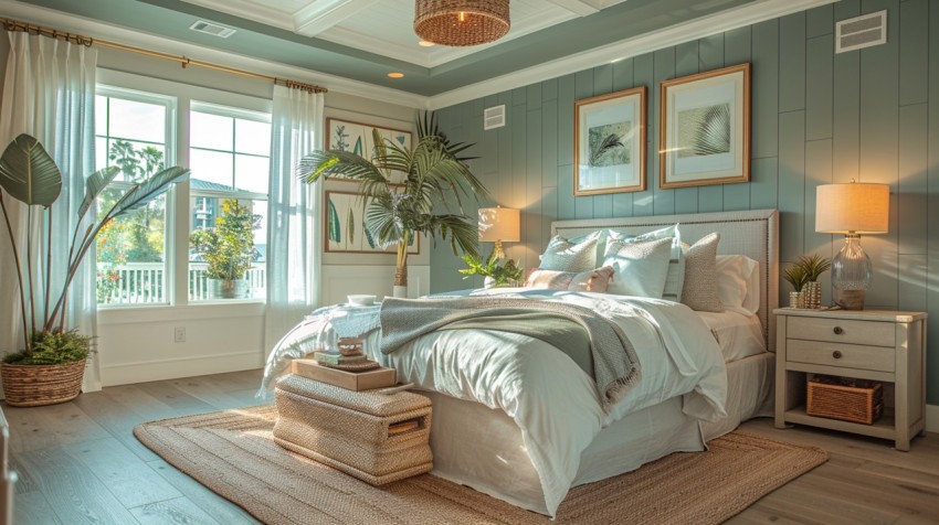 Light and Airy Coastal Style Bedroom Design Inspiration   Nautical Inspired Aesthetic Interior Decor Ideas (886)