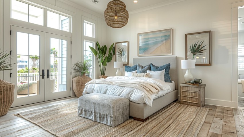 Light and Airy Coastal Style Bedroom Design Inspiration   Nautical Inspired Aesthetic Interior Decor Ideas (1036)