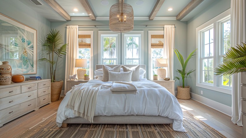 Light and Airy Coastal Style Bedroom Design Inspiration   Nautical Inspired Aesthetic Interior Decor Ideas (1121)