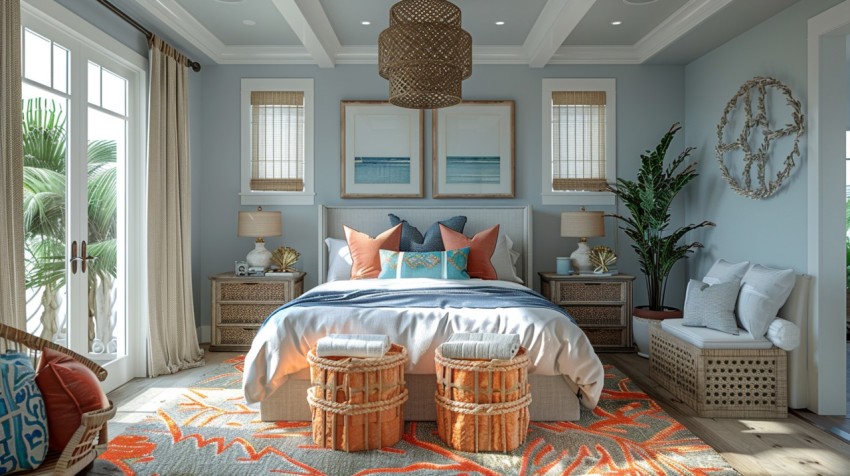 Light and Airy Coastal Style Bedroom Design Inspiration   Nautical Inspired Aesthetic Interior Decor Ideas (1112)