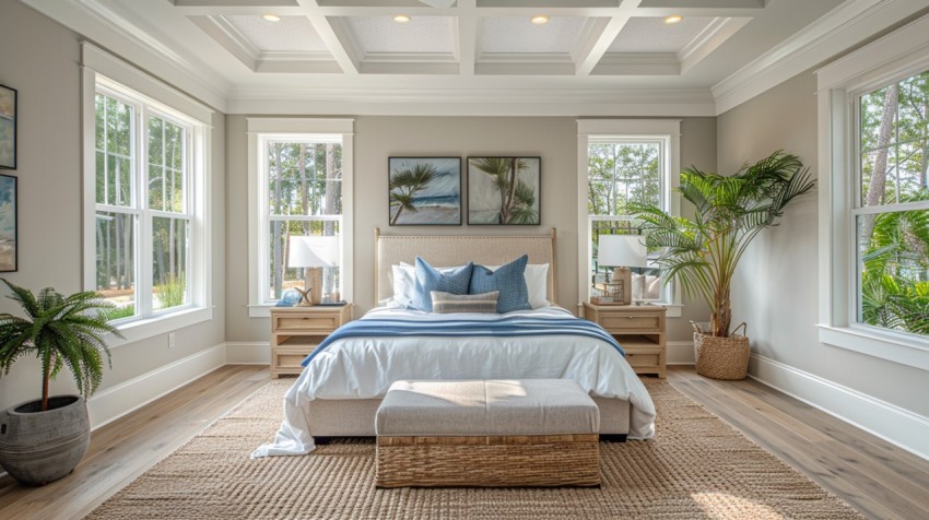 Light and Airy Coastal Style Bedroom Design Inspiration   Nautical Inspired Aesthetic Interior Decor Ideas (1166)