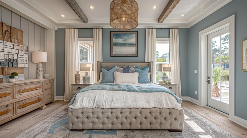 Light and Airy Coastal Style Bedroom Design Inspiration   Nautical Inspired Aesthetic Interior Decor Ideas (1258)