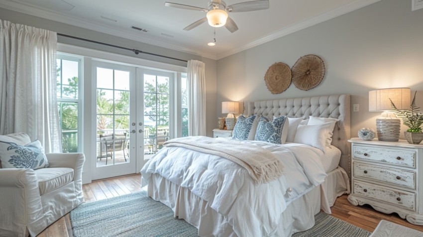 Light and Airy Coastal Style Bedroom Design Inspiration   Nautical Inspired Aesthetic Interior Decor Ideas (1427)