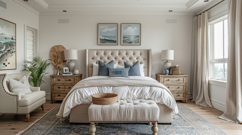 Light and Airy Coastal Style Bedroom Design Inspiration   Nautical Inspired Aesthetic Interior Decor Ideas (1746)