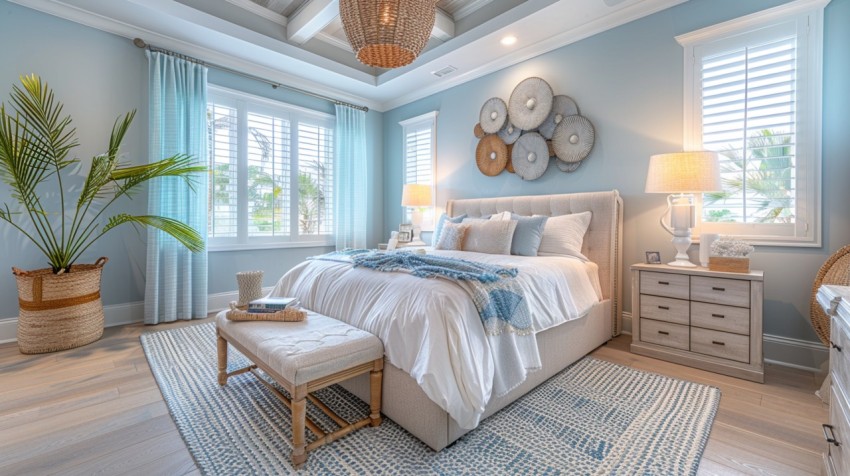 Light and Airy Coastal Style Bedroom Design Inspiration   Nautical Inspired Aesthetic Interior Decor Ideas (1744)