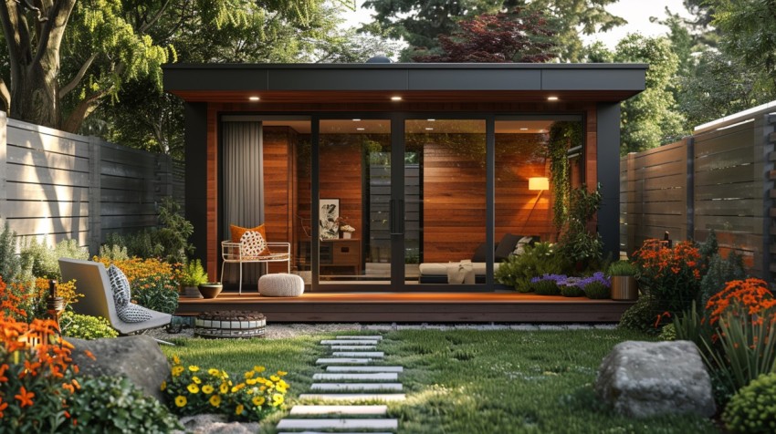 Modern Luxury Small Space Backyard Guest House Aesthetic (320)