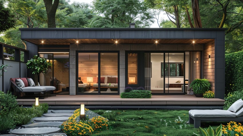 Modern Luxury Small Space Backyard Guest House Aesthetic (362)