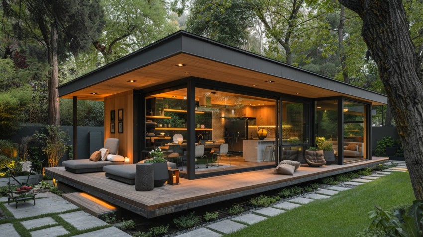 Modern Luxury Small Space Backyard Guest House Aesthetic (435)