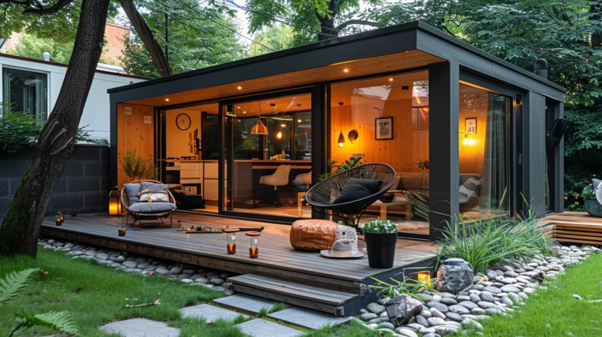 Modern Luxury Small Space Backyard Guest House Aesthetic (482)