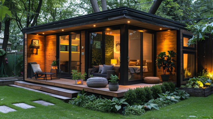 Modern Luxury Small Space Backyard Guest House Aesthetic (528)