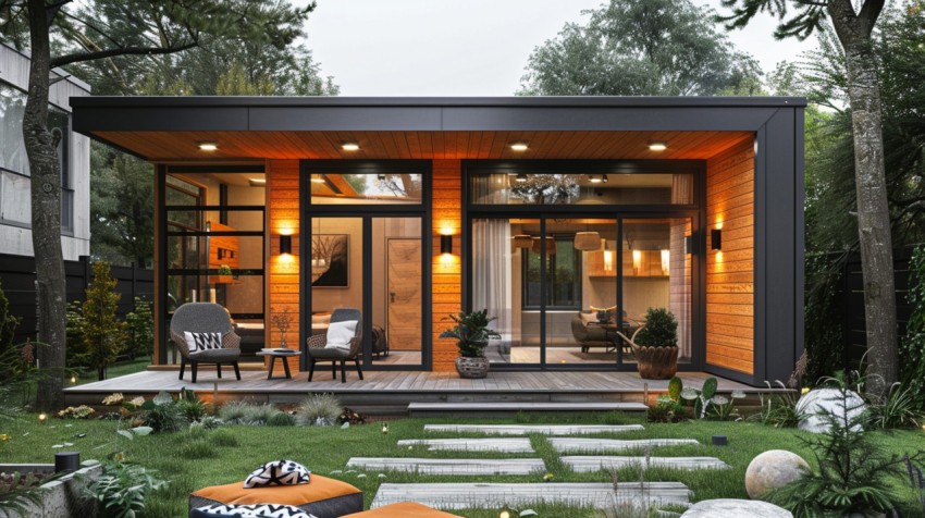 Modern Luxury Small Space Backyard Guest House Aesthetic (551)