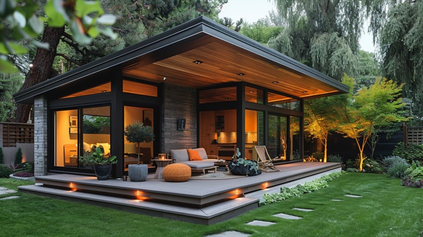 Modern Luxury Small Space Backyard Guest House Aesthetic (740)