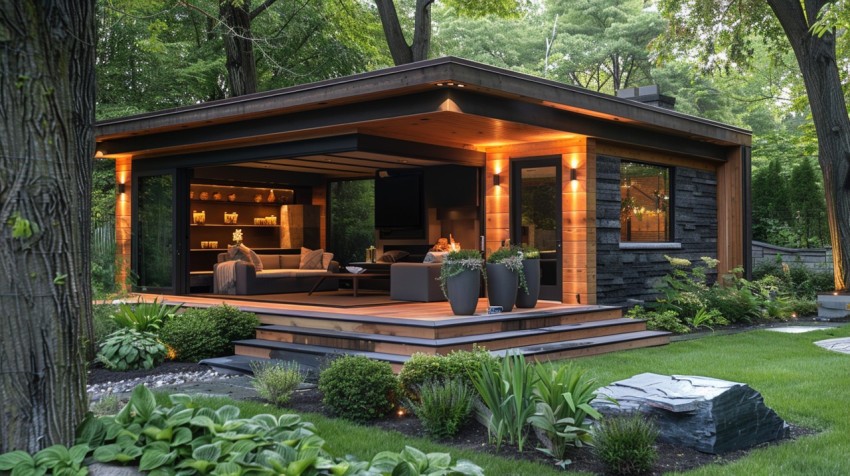 Modern Luxury Small Space Backyard Guest House Aesthetic (875)