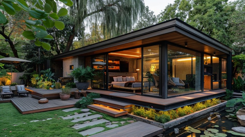 Modern Luxury Small Space Backyard Guest House Aesthetic (1094)