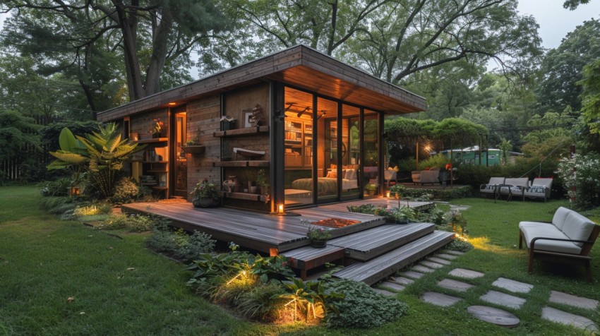 Modern Luxury Small Space Backyard Guest House Aesthetic (1147)