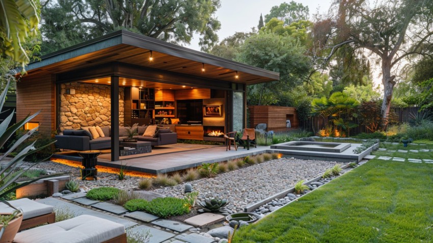 Modern Luxury Small Space Backyard Guest House Aesthetic (1372)