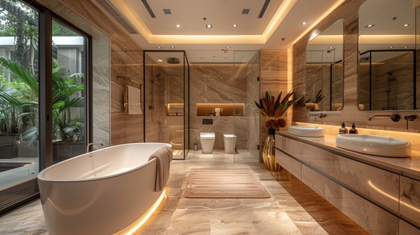 Elegant Modern Luxury Bathroom Interior Design Idea Aesthetic (373)