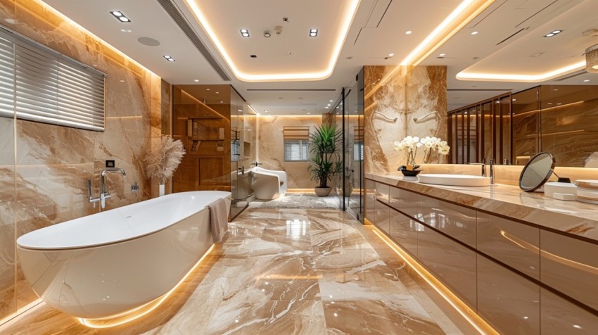 Elegant Modern Luxury Bathroom Interior Design Idea Aesthetic (366)