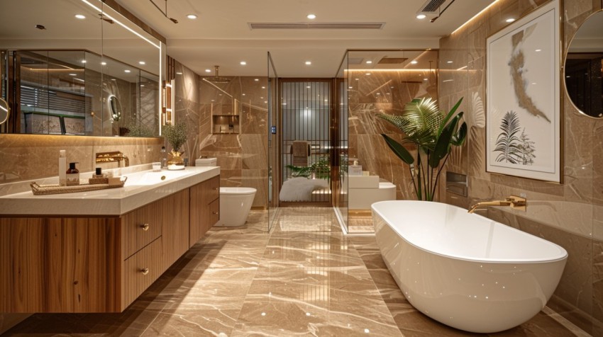 Elegant Modern Luxury Bathroom Interior Design Idea Aesthetic (442)