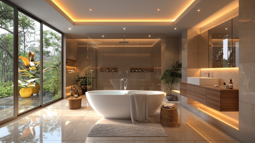 Elegant Modern Luxury Bathroom Interior Design Idea Aesthetic (408)