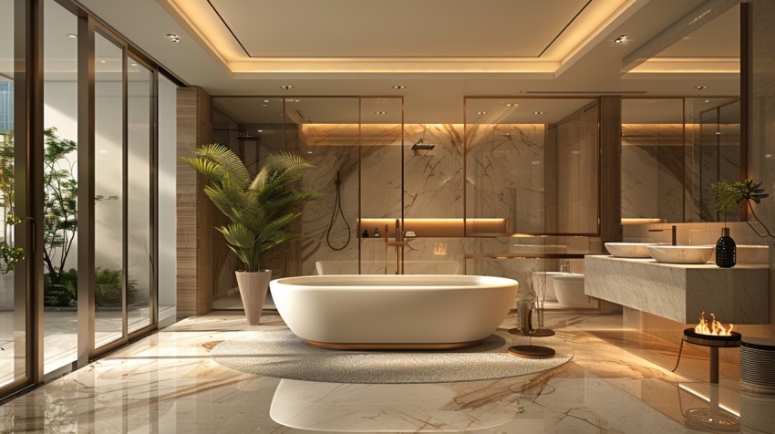 Elegant Modern Luxury Bathroom Interior Design Idea Aesthetic (438)