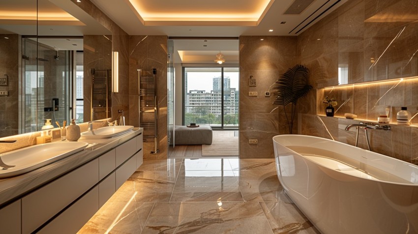 Elegant Modern Luxury Bathroom Interior Design Idea Aesthetic (446)