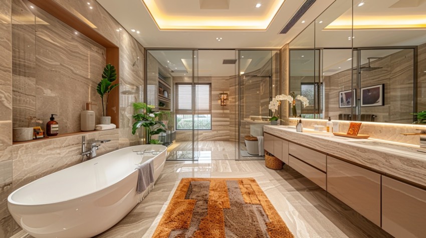 Elegant Modern Luxury Bathroom Interior Design Idea Aesthetic (499)