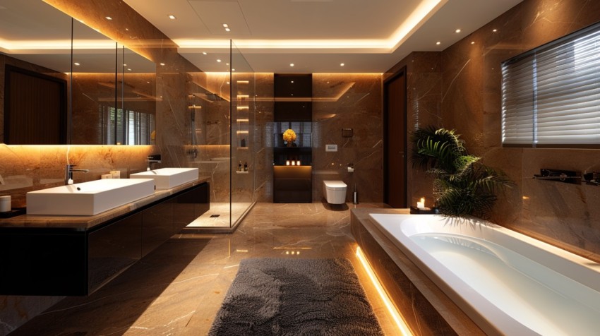 Elegant Modern Luxury Bathroom Interior Design Idea Aesthetic (465)