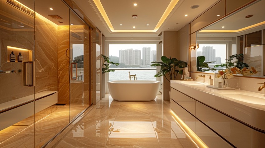 Elegant Modern Luxury Bathroom Interior Design Idea Aesthetic (539)