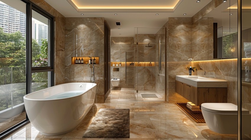 Elegant Modern Luxury Bathroom Interior Design Idea Aesthetic (572)