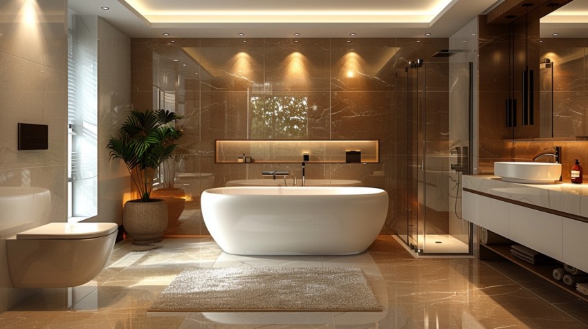 Elegant Modern Luxury Bathroom Interior Design Idea Aesthetic (633)