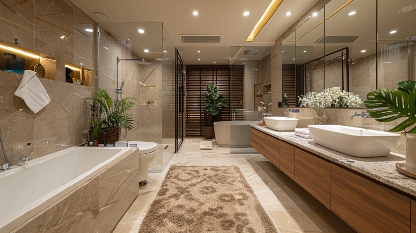 Elegant Modern Luxury Bathroom Interior Design Idea Aesthetic (702)