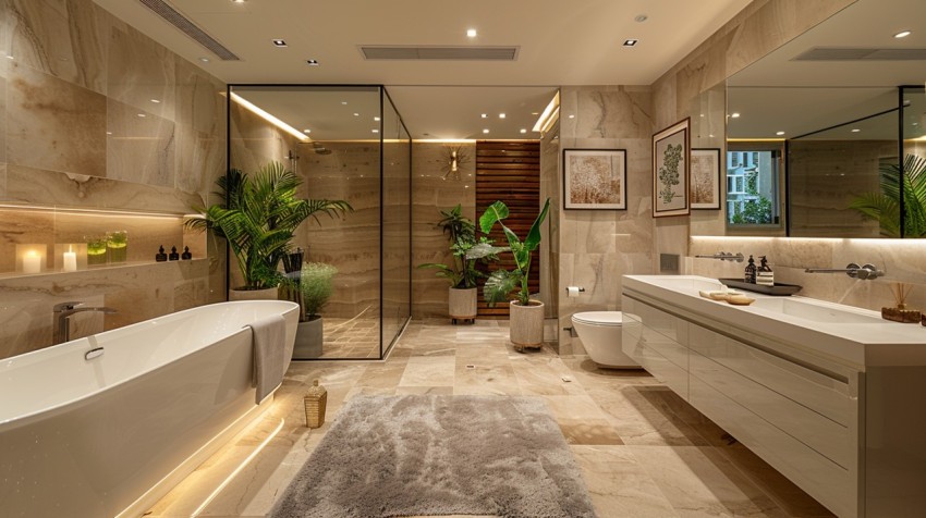 Elegant Modern Luxury Bathroom Interior Design Idea Aesthetic (1129)