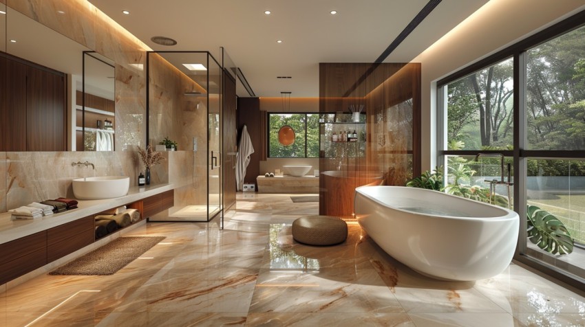 Elegant Modern Luxury Bathroom Interior Design Idea Aesthetic (1133)