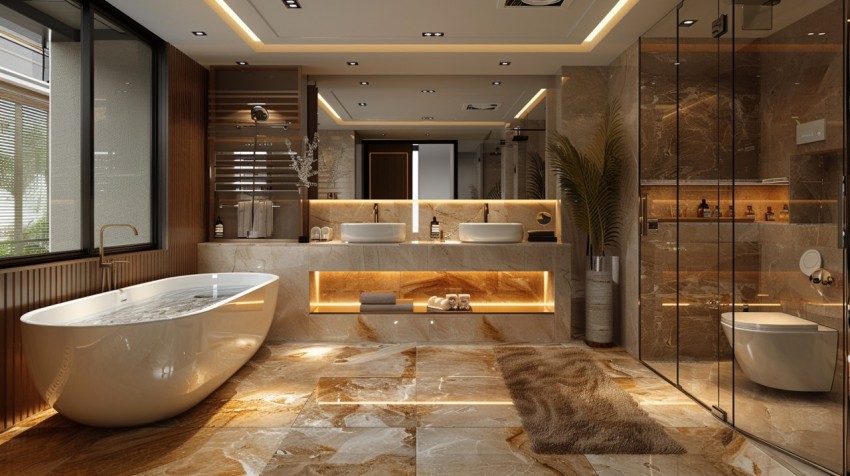 Elegant Modern Luxury Bathroom Interior Design Idea Aesthetic (1387)