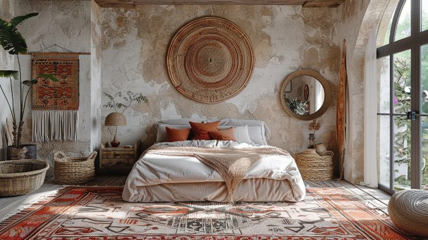 Cozy Bohemian Bedroom Design with Vibrant Colors and Patterns Aesthetic Idea (48)