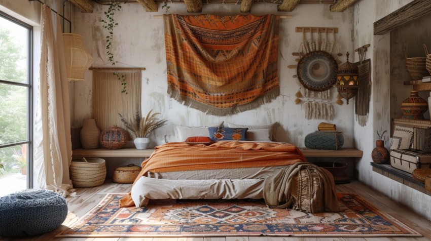 Cozy Bohemian Bedroom Design with Vibrant Colors and Patterns Aesthetic Idea (365)