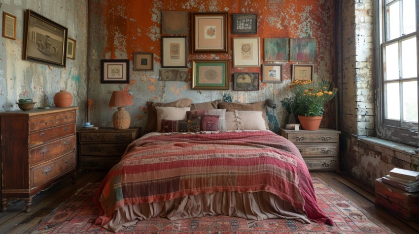 Cozy Bohemian Bedroom Design with Vibrant Colors and Patterns Aesthetic Idea (538)