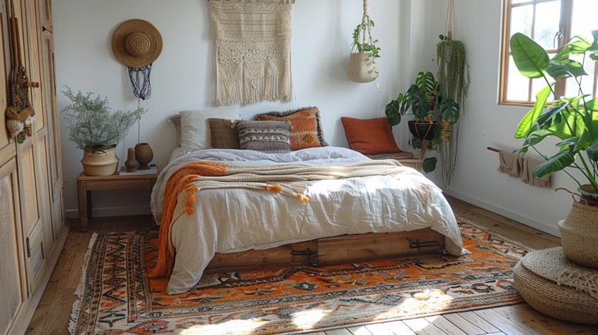 Cozy Bohemian Bedroom Design with Vibrant Colors and Patterns Aesthetic Idea (825)