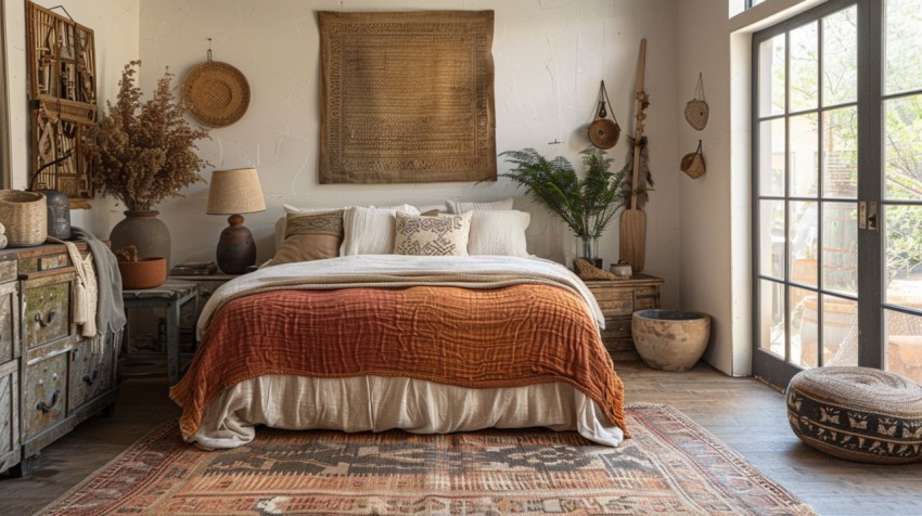 Cozy Bohemian Bedroom Design with Vibrant Colors and Patterns Aesthetic Idea (811)