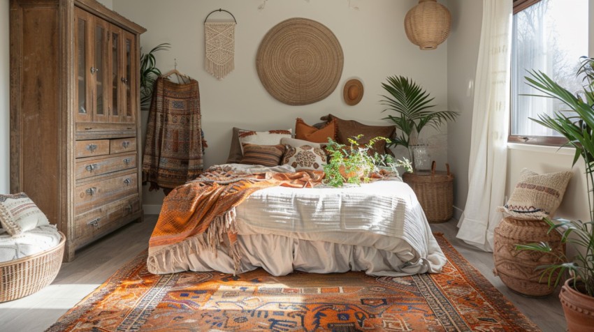 Cozy Bohemian Bedroom Design with Vibrant Colors and Patterns Aesthetic Idea (816)