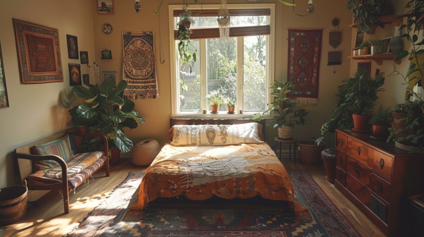 Cozy Bohemian Bedroom Design with Vibrant Colors and Patterns Aesthetic Idea (978)