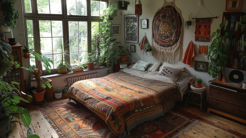 Cozy Bohemian Bedroom Design with Vibrant Colors and Patterns Aesthetic Idea (1024)