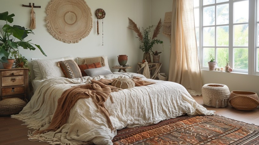 Cozy Bohemian Bedroom Design with Vibrant Colors and Patterns Aesthetic Idea (1030)