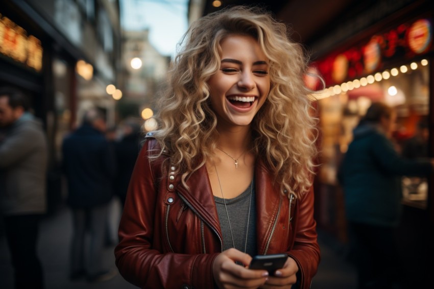 Happy Woman Holding a Mobile Phone (19)
